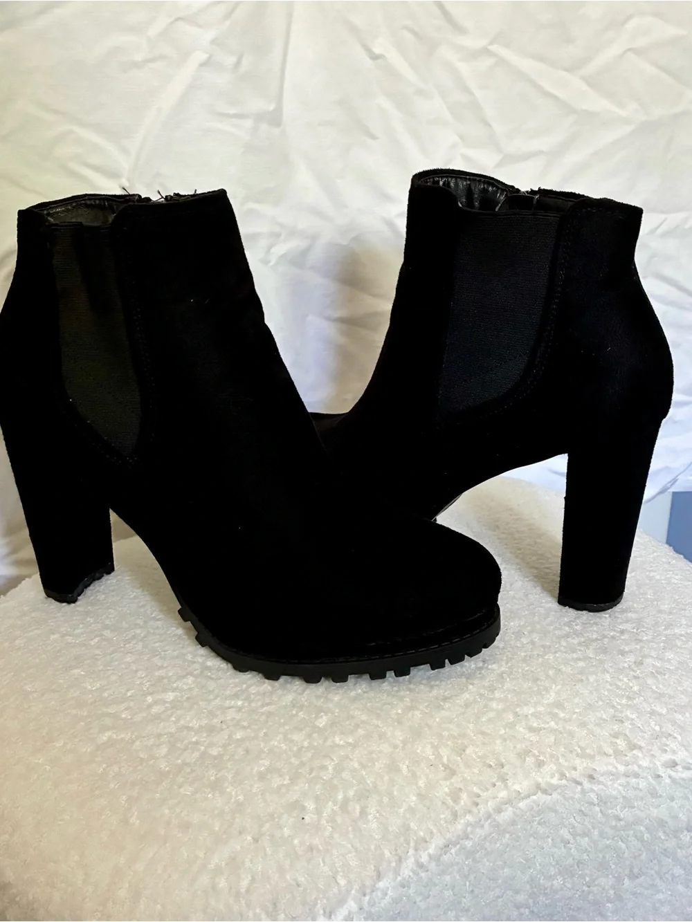Sleek Black Suede High Heel Ankle Booties